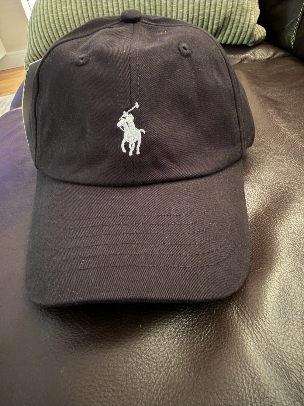 Ralph Lauren Black Baseball Cap with White Pony Logo